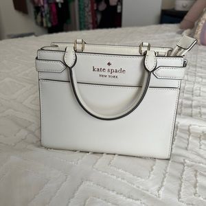 White Kate Spade New York Staci Small Satchel Handbag - Crossbody & Drop Handle